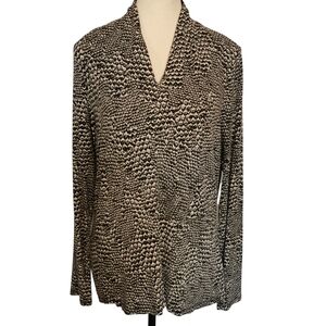 Talbots Long Sleeve V-Neck Snakeskin Print Rayon Blouse - Sz XL